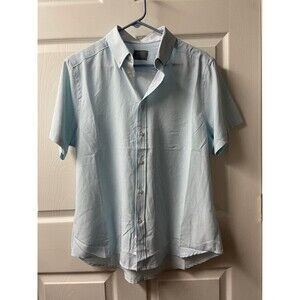 Berkley Jensen button Front Camp Shirt Mens Large Light Blue Casual Classic